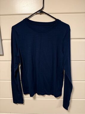Athleta Long Sleeve Crewneck Top - Navy